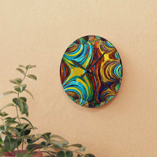Uzi Spiral Alpha Acrylic Round Wall Clock, 8" x 8"
