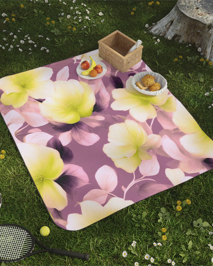 Lemon Blossom Floral Bunch 61" × 51" Picnic Blanket