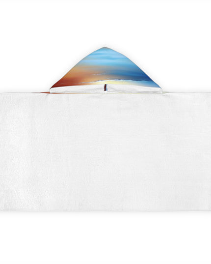 Blue Sea Red Orange Fog Youth Hooded Towel, 24" x 48"