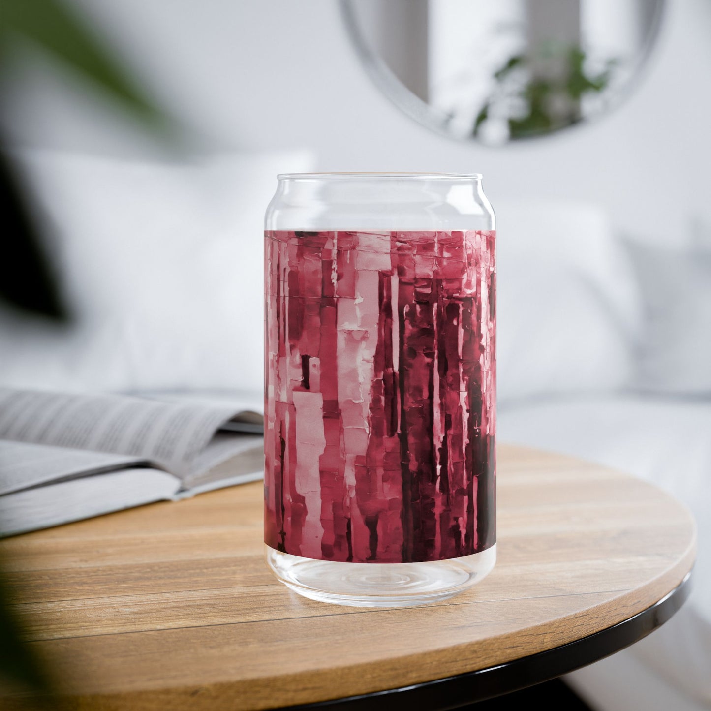 Striped Ruby Sipper Glass, 16oz