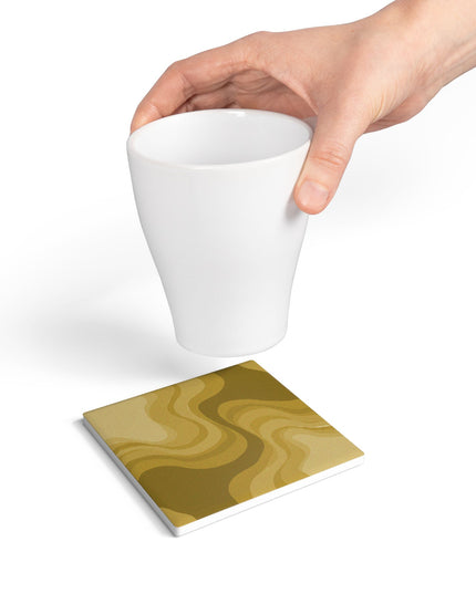 Brown Wavey 4" x 4" Square Ceramic Coaster