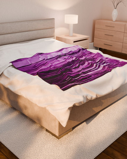 Striped Powder Lavender Velveteen Plush Blanket, 50" x 60"