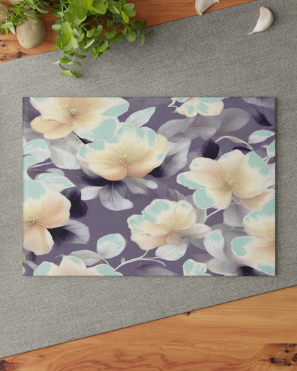 White Blush Floral Bunch Glass Cutting Board, 8" x 11"