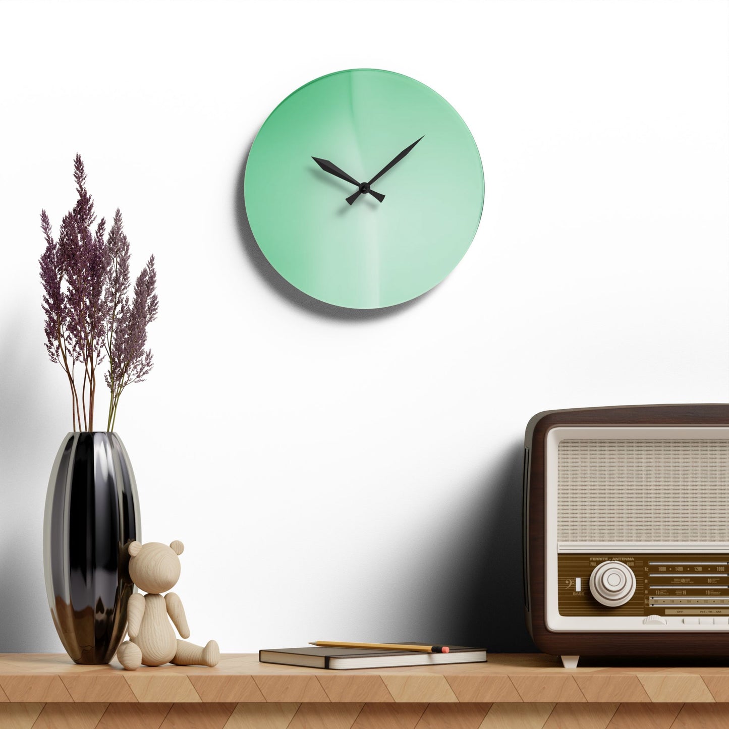 Mint Fade Acrylic Wall Clock, Round or Square, 10.75" x 10.75"