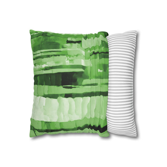 Striped Mint Pastel Spun Polyester Square Pillowcase, 14" x 14"