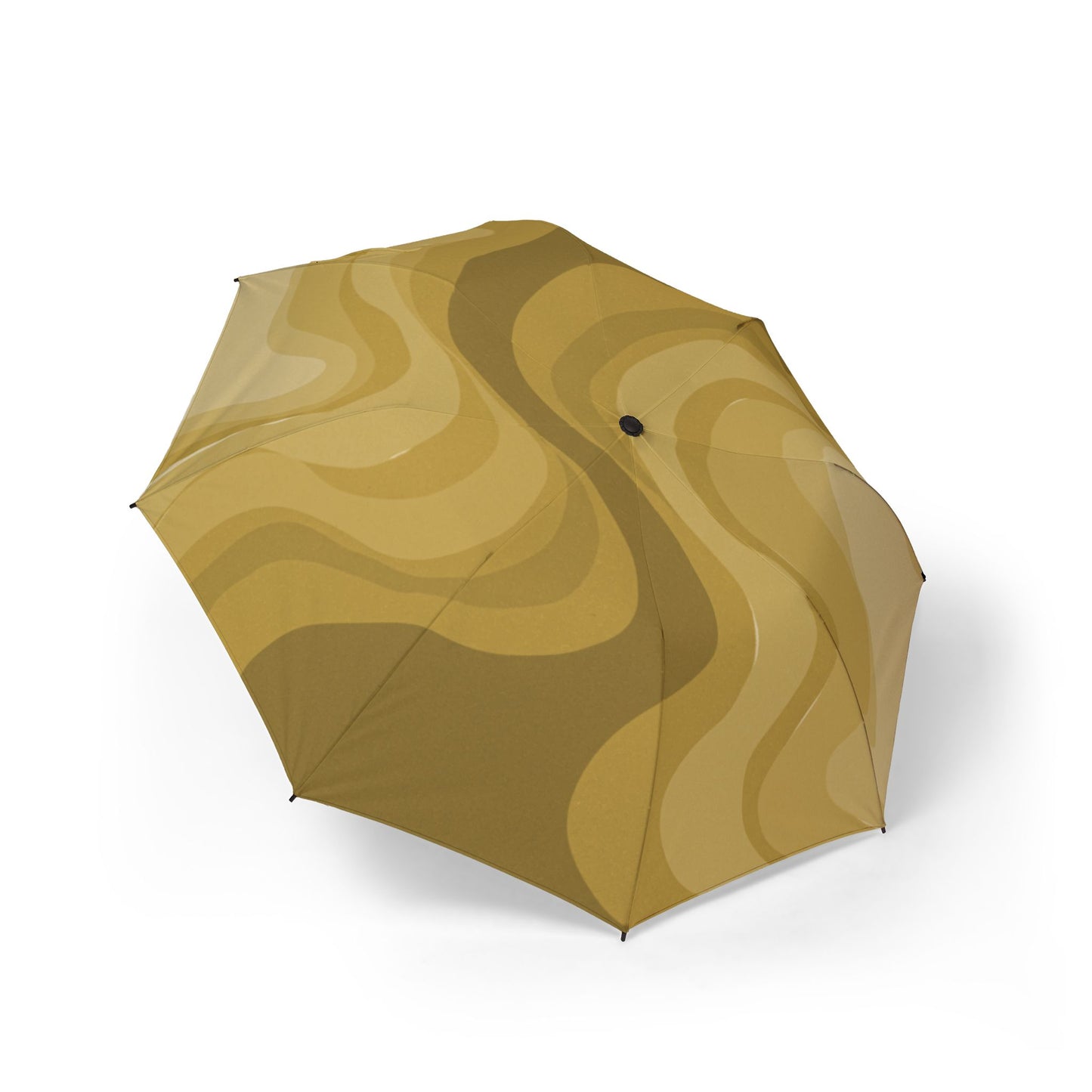 Brown Wavey Foldable Umbrella - Compact & Chic