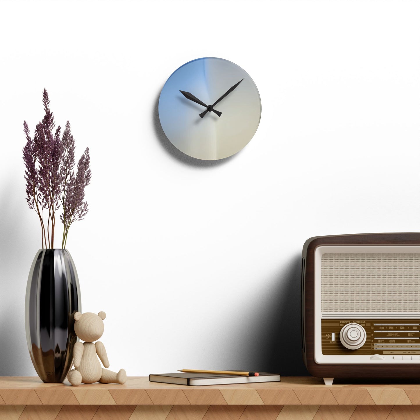 Cobalt Fade Acrylic Round Wall Clock, 8" x 8"