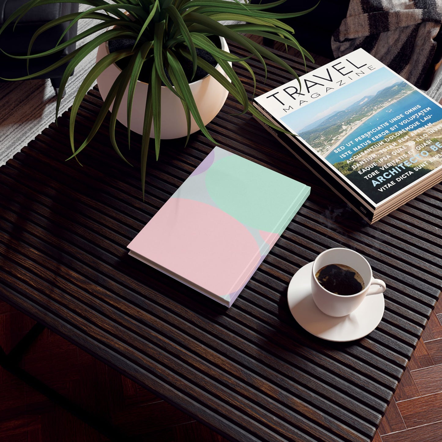 Pastel Peach and Soft Green Patches 5.2" x 7.4" Hard Backed Journal with 128 blank pages