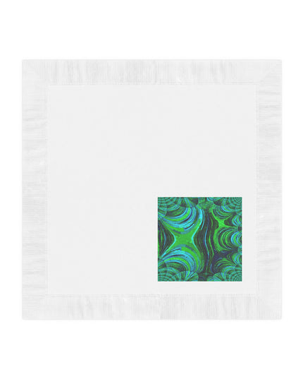Uzi Spiral Blue Green White Coined Napkins, 4.8" x 4.8"