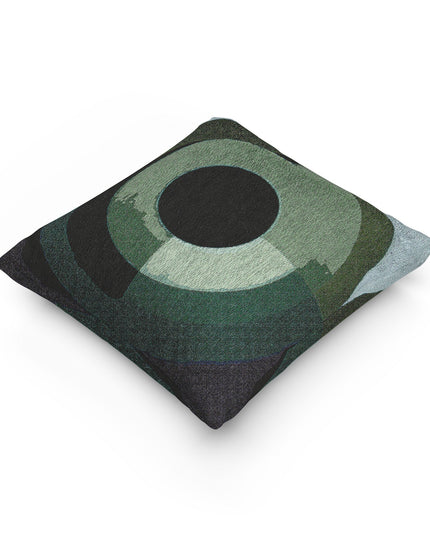 Green Eyepiece Woven Pillow, 17" x 18"