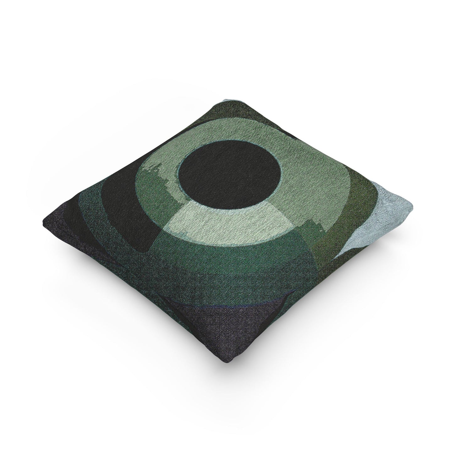 Green Eyepiece Woven Pillow, 17" x 18"