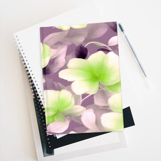 Lime Lavender Floral Bunch Journal - 128 Ruled Line pages, 5" x 7"