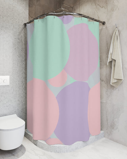 Pastel Peach and Soft Green Patches Shower Curtains, 71" x 74"