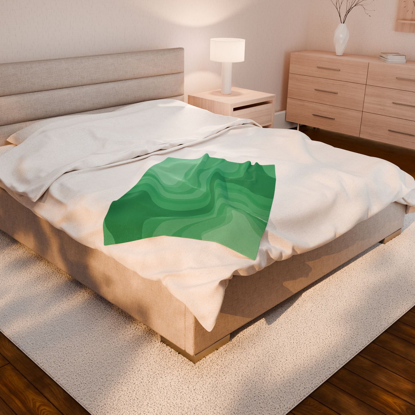 Mint Green Wavey Velveteen Plush Blanket, 30" x 40"