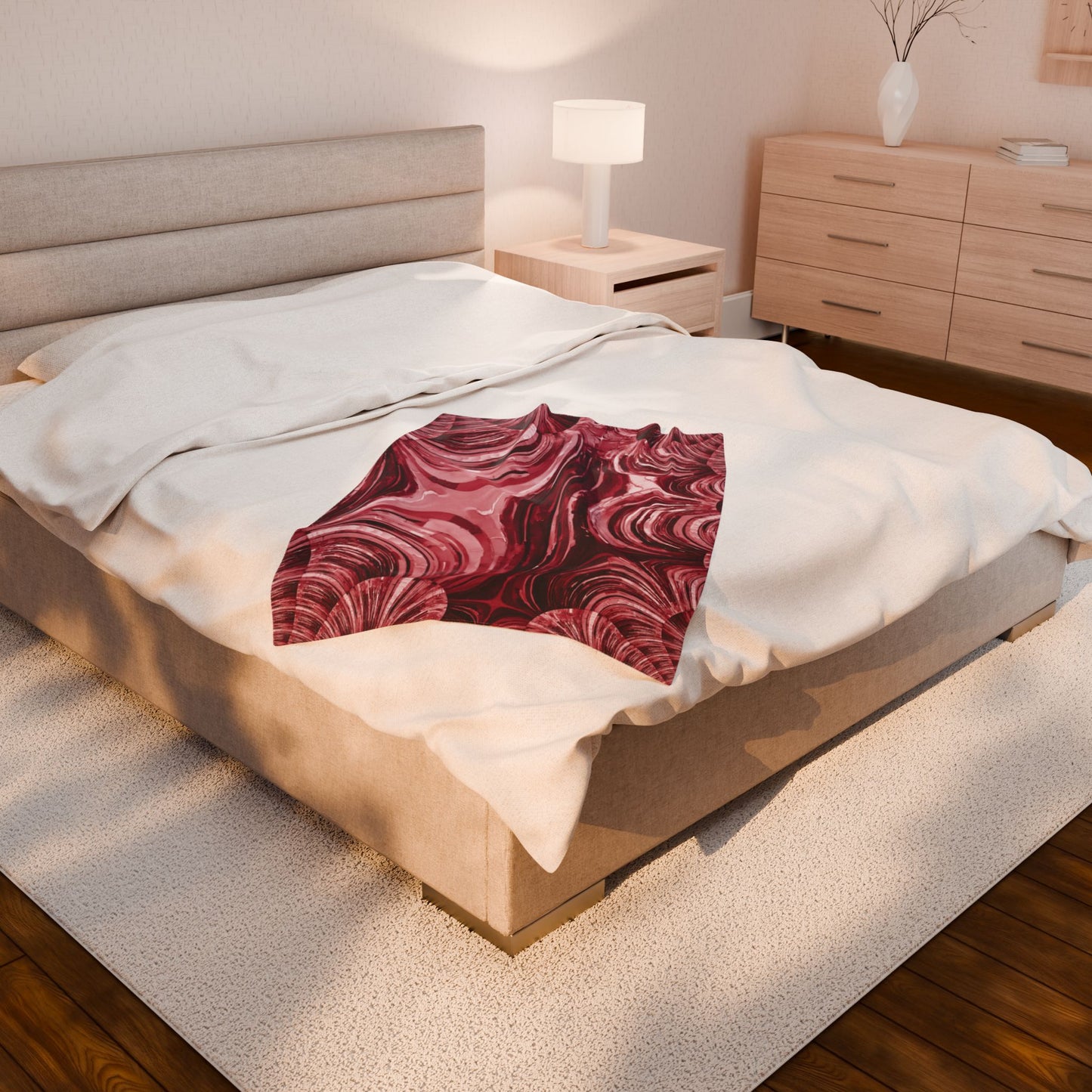 Uzi Spiral Ruby Velveteen Plush Blanket, 30" x 40"