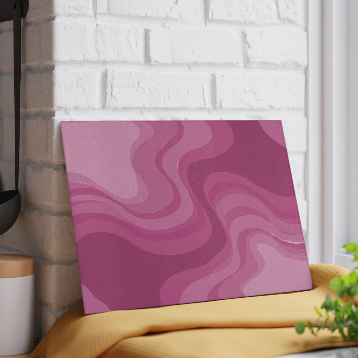 Pinky Mauve Wavey 8" x 11" Glass Cutting Board
