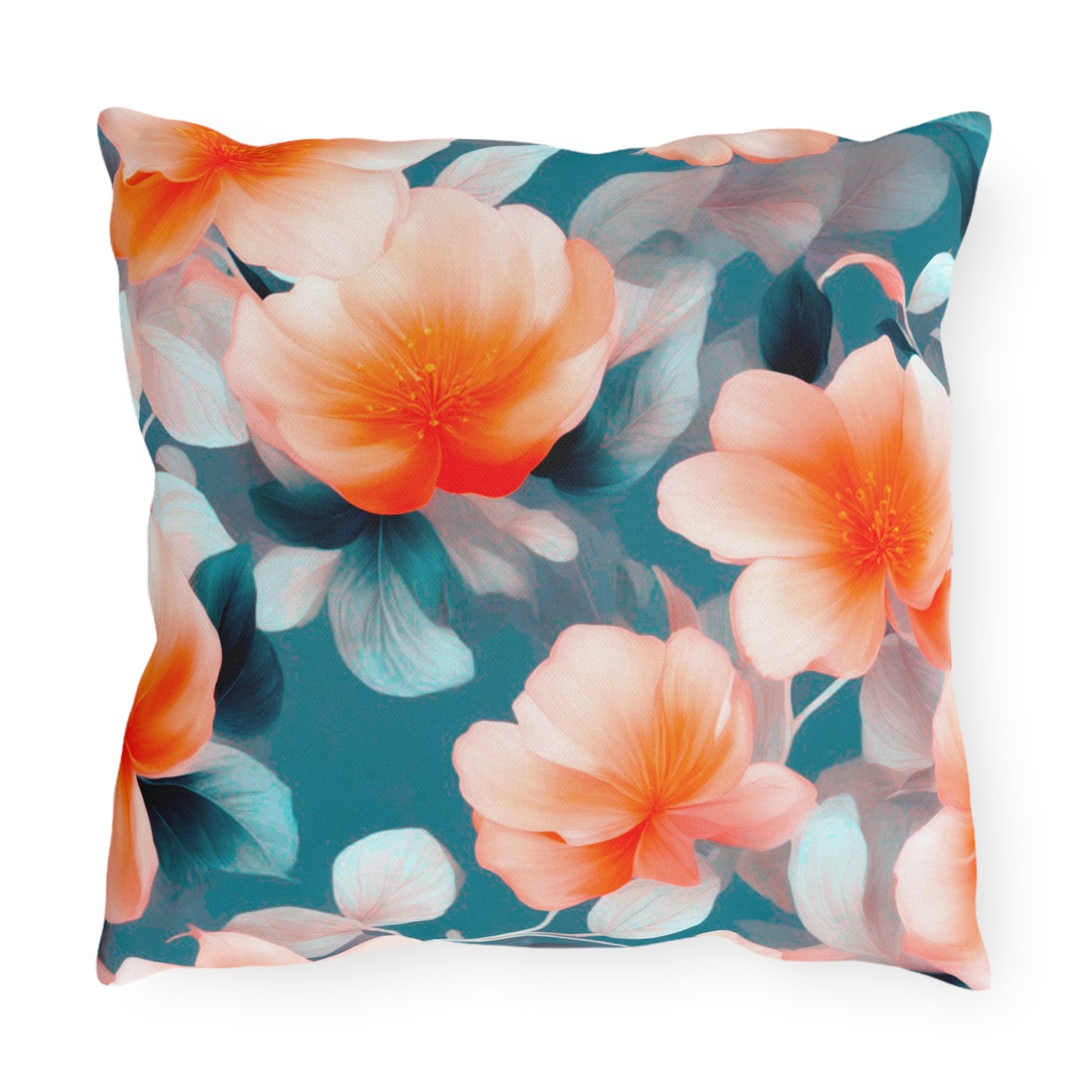 Orange Blossom Floral Bunch Outdoor Pillow, 16" x 16"