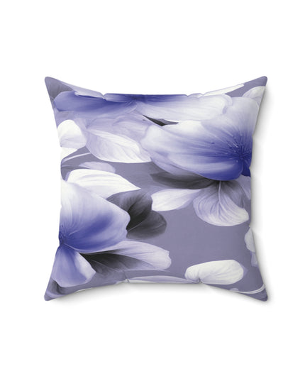 Indigo Blossom Floral Bunch Faux Suede Square Pillow, 16" x 16"