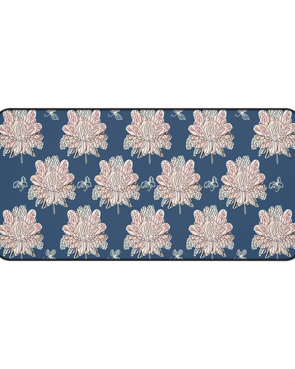Rose White Floral Butterflies 16" x 32" Desk Mat