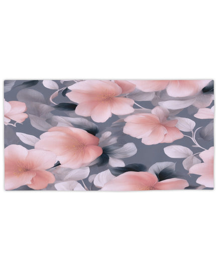 Peach and Blue Gray Floral Bunch Beach Towel, 24" x 44"