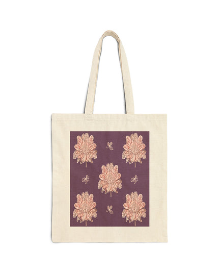 Pink Floral Butterflies Cotton Canvas Tote Bag