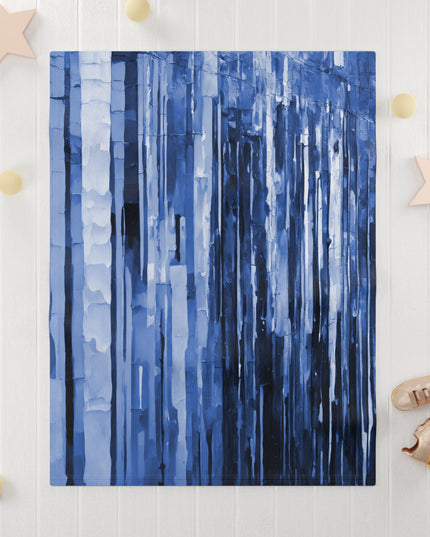 Striped Deep Blue Soft Fleece Baby Blanket, 30" x 40"