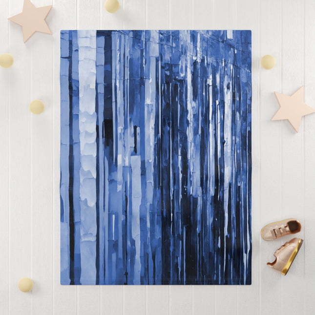 Striped Deep Blue Soft Fleece Baby Blanket, 30" x 40"