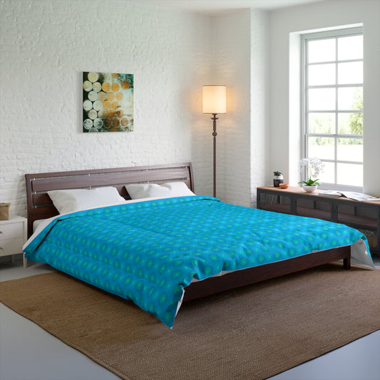 Blue Green Star-crossed Bodies Comforter, 104" × 88"