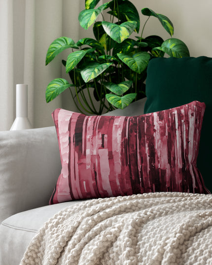 Striped Ruby Spun Polyester Lumbar Pillow, 20" x 14"
