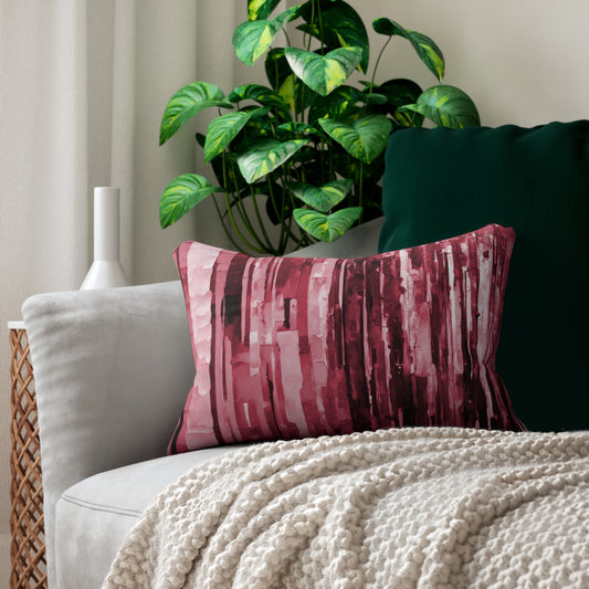 Striped Ruby Spun Polyester Lumbar Pillow, 20" x 14"