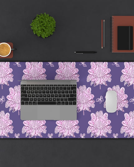 Magenta Floral Butterflies 16" x 32" Desk Mat
