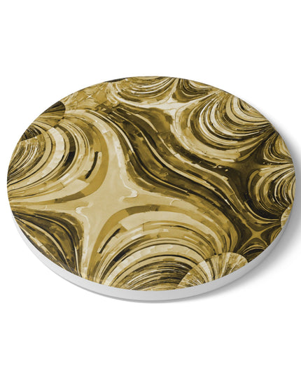 Uzi Spiral Light Brown 4" x 4" Round Ceramic Coaster
