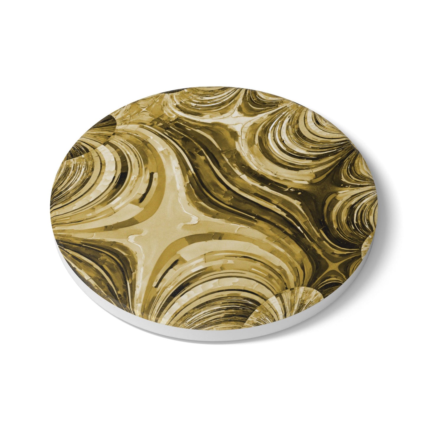 Uzi Spiral Light Brown 4" x 4" Round Ceramic Coaster