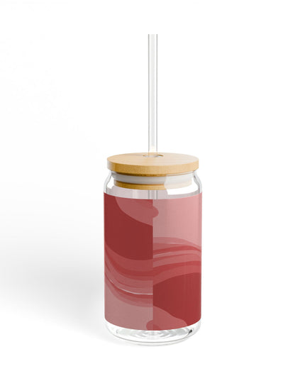 Power Red Wavey Sipper Glass, 16oz