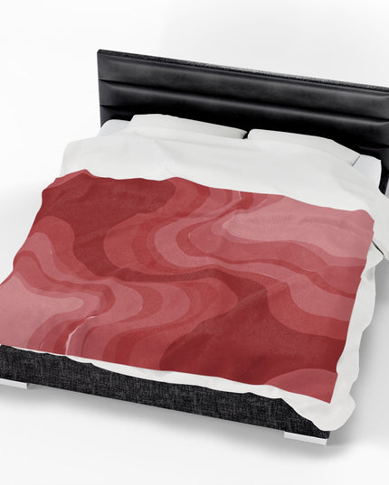 Power Red Wavey Velveteen Plush Blanket, 60" x 80"