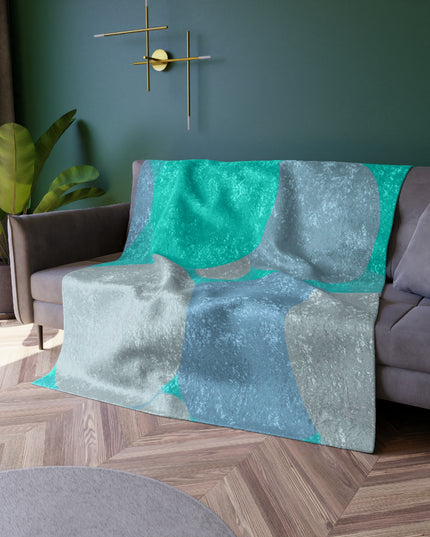 Pastel Tan and Tif Patches 50" x 60" Crushed Velvet Blanket