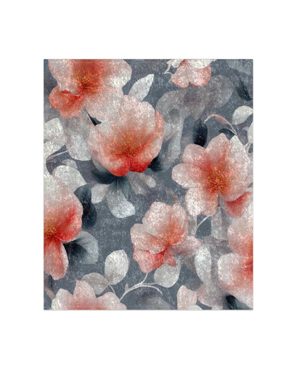Red Blossom Floral Bunch Crushed Velvet Blanket, 50" x 60"