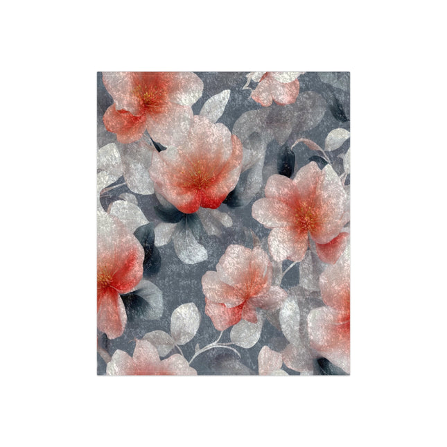 Red Blossom Floral Bunch Crushed Velvet Blanket, 50" x 60"