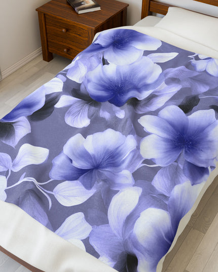 Indigo Blossom Floral Bunch Velveteen Plush Blanket, 50" x 60"