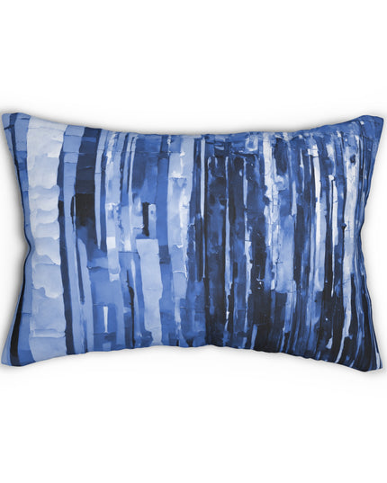Striped Deep Blue Spun Polyester Lumbar Pillow, 20" x 14"