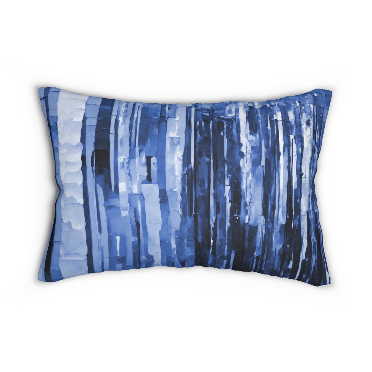 Striped Deep Blue Spun Polyester Lumbar Pillow, 20" x 14"