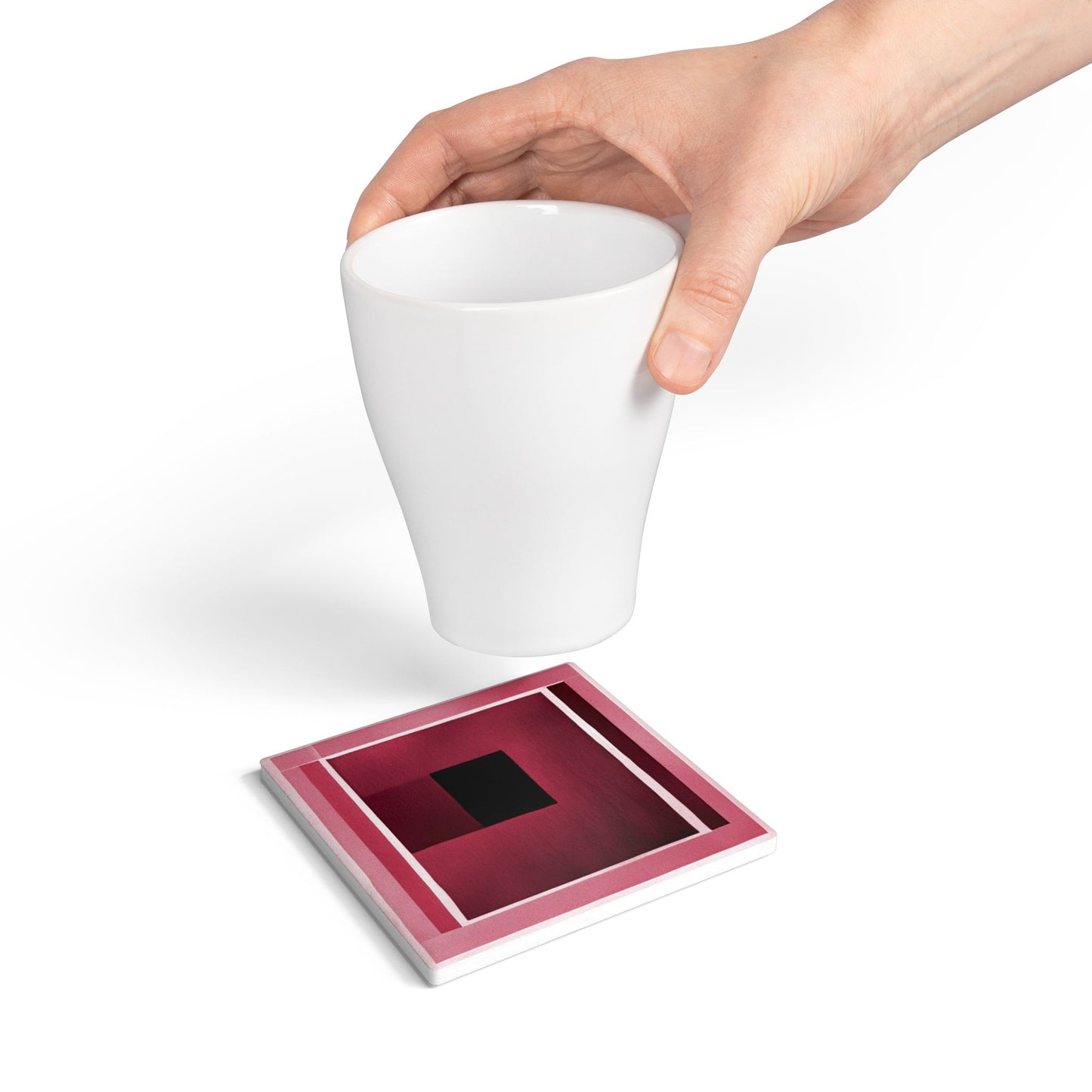 Red Shadow 4" x 4" Square Ceramic Coaster