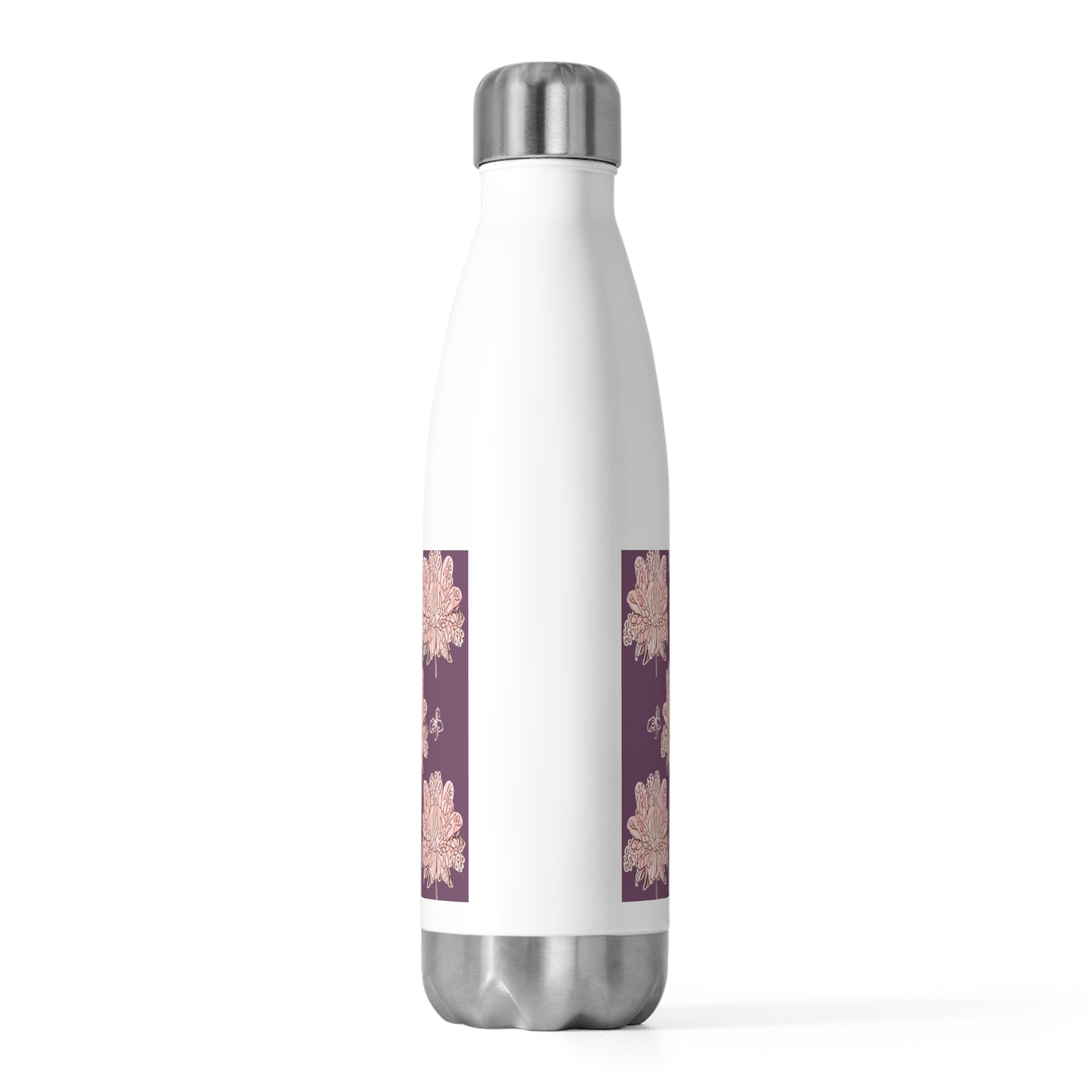 Pink Floral Butterflies 20oz Insulated Water Bottle