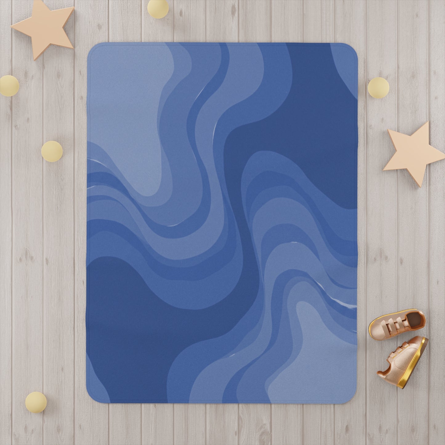 Deep Blue Wavey Toddler Blanket, 30" x 40"
