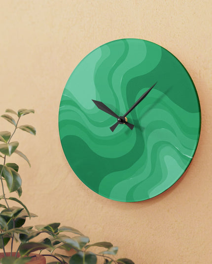 Mint Green Wavey 10.75" x 10.75" Round or Square Acrylic Wall Clock