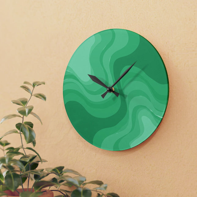 Mint Green Wavey 10.75" x 10.75" Round or Square Acrylic Wall Clock
