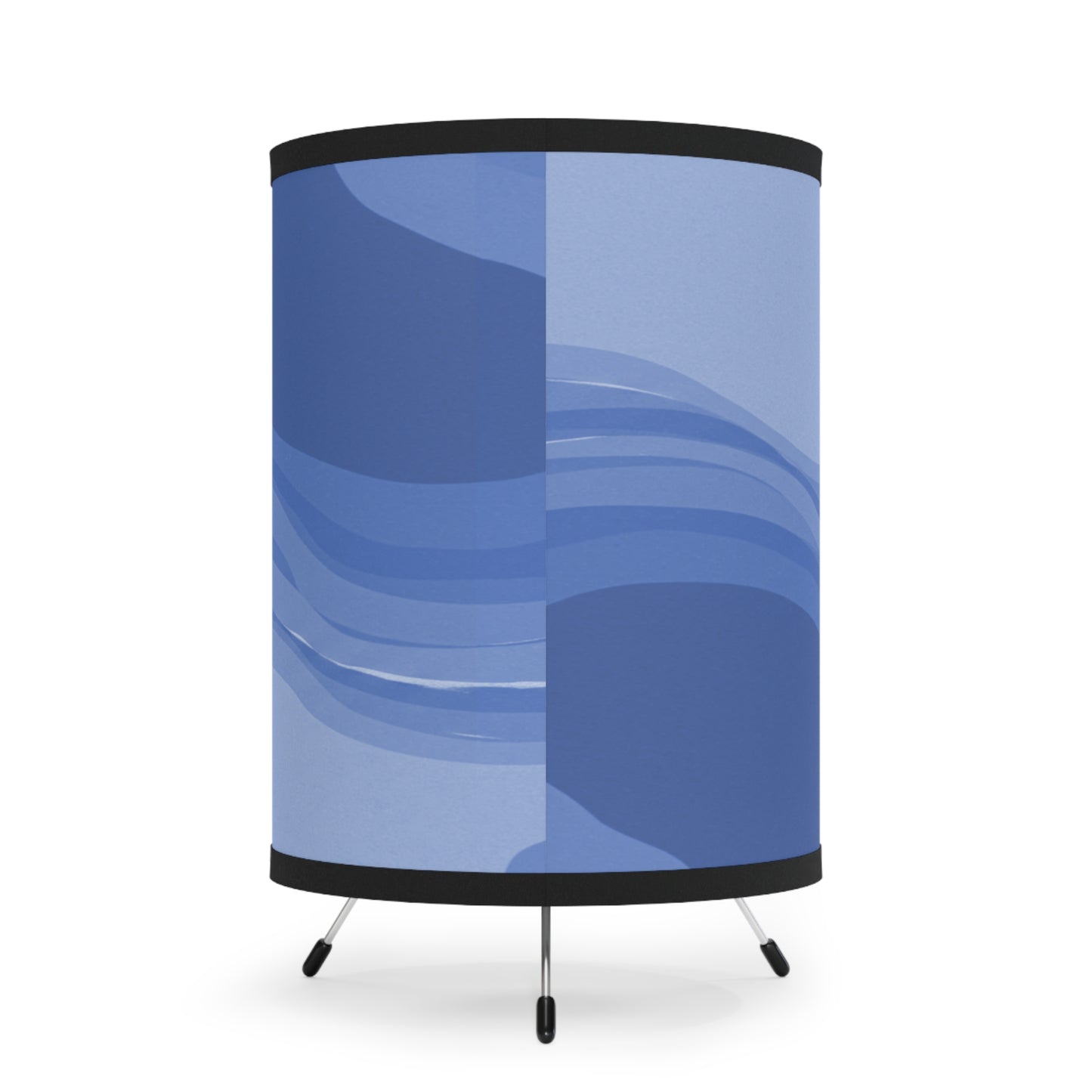 Deep Blue Wavey Tripod Lamp with High-Res Printed Shade, US\CA plug