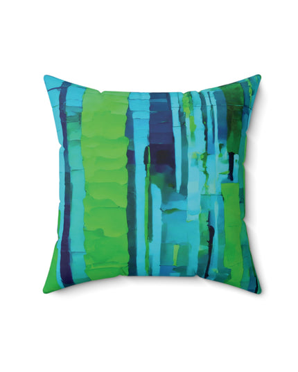Striped Blue Green 16" x 16" Faux Suede Square Pillow