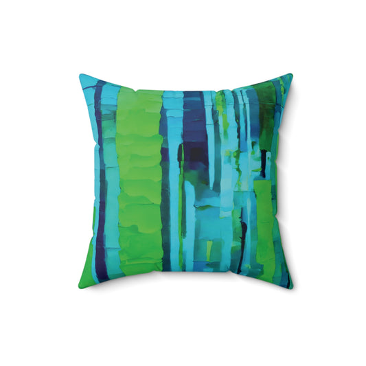 Striped Blue Green 16" x 16" Faux Suede Square Pillow