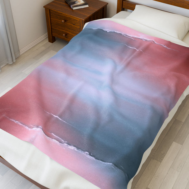 Gray Sea Pink Fog Velveteen Plush Blanket, 50" x 60"
